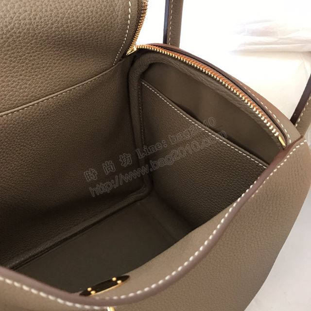 Hermes女包 愛馬仕手提包 進口頂級小牛皮 Lindy包 大象灰 金扣 大小號  td1207